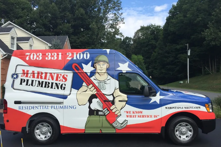 Marines Plumbing team with service van - local plumbing company in Northern Virginia